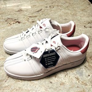 BRAND NEW, KSWISS K•SWISS CLASSIC VN WHITE WITH RED MENS SZ 10